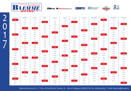 Impaginazione calendario.